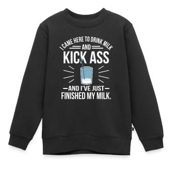 Lait - Sweat Premium enfant bio - noir - Devant - AI Model Kid Female (0cm)