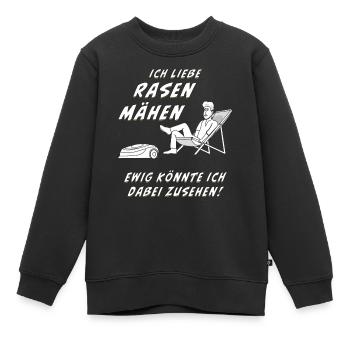 RASENROBOTER RASEN MÄHEN - Kinder Premium Organic Sweatshirt - Schwarz - Vorne - AI Model Kid Female (0cm)