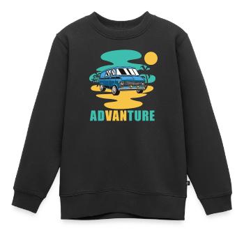 Camper Bus Caravan Camper Bus - Sweat Premium enfant bio - noir - Devant - AI Model Kid Female (0cm)