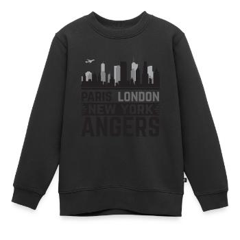 Angers Paris London New-York - Sweat Premium enfant bio - noir - Devant - AI Model Kid Female (0cm)