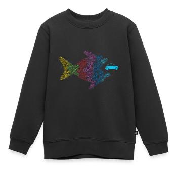 Fisch frisst Auto Fahrrad Radfahrer Umwelt Klima - Kinder Premium Organic Sweatshirt - Schwarz - Vorne - AI Model Kid Female (0cm)
