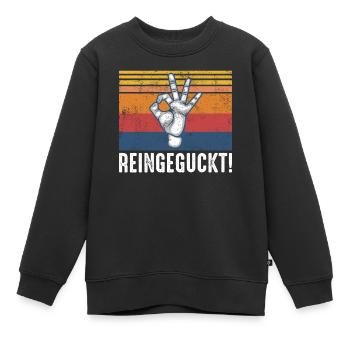Reingeguckt! Lustiges Geschenk - Kinder Premium Organic Sweatshirt - Schwarz - Vorne - AI Model Kid Female (0cm)