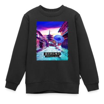 Vaporwave Japanese Streetwear Tokyo Temple Lofi - Kinder Premium Organic Sweatshirt - Schwarz - Vorne - AI Model Kid Female (0cm)