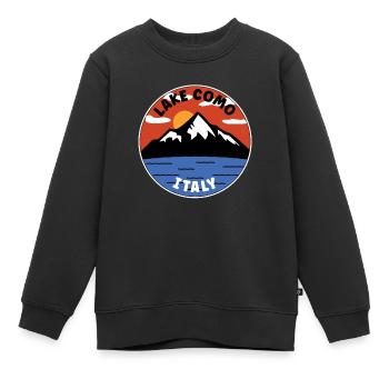 | du lac de Côme Italie | Lac et montagne - Sweat Premium enfant bio - noir - Devant - AI Model Kid Female (0cm)