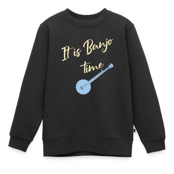 Banjo Vintage Bluegrass joueur de musique cadeau - Sweat Premium enfant bio - noir - Devant - AI Model Kid Female (0cm)
