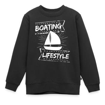 Boot Regatta . Motorboot Motoryacht . Yacht Segeln - Kinder Premium Organic Sweatshirt - Schwarz - Vorne - AI Model Kid Female (0cm)