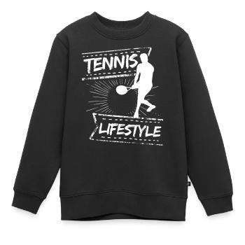 tennis / tennis / joueur de tennis / de tennis / de tennis - Sweat Premium enfant bio - noir - Devant - AI Model Kid Female (0cm)