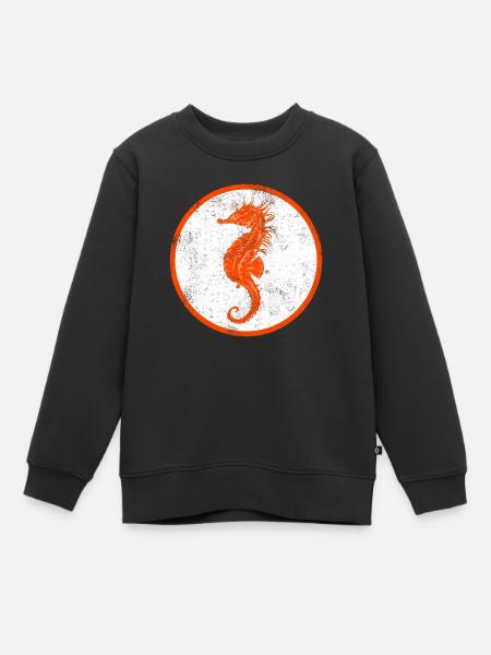 Seepferdchen Vintage Kinder Geschenkidee - Kinder Premium Organic Sweatshirt - Schwarz