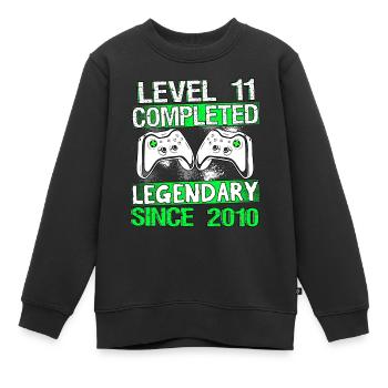 Kids Level 11 Years Gaming Birthday Gamer - Kids Premium Organic Sweatshirt - black - Front - AI Model Kid Female (0cm)