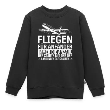 Pilot Piloten Fliegen Flieger Geschenk - Kinder Premium Organic Sweatshirt - Schwarz - Vorne - AI Model Kid Female (0cm)