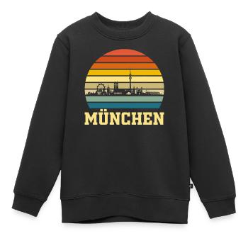 München Retro - Kinder Premium Organic Sweatshirt - Schwarz - Vorne - AI Model Kid Female (0cm)