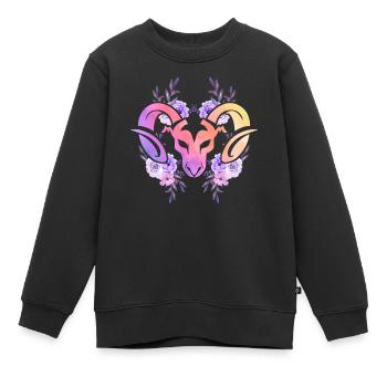 Bélier Signe astrologique Horoscope Astrologie - Sweat Premium enfant bio - noir - Devant - AI Model Kid Female (0cm)
