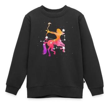 Sagittaire Signe astrologique Horoscope Astrologie - Sweat Premium enfant bio - noir - Devant - AI Model Kid Female (0cm)