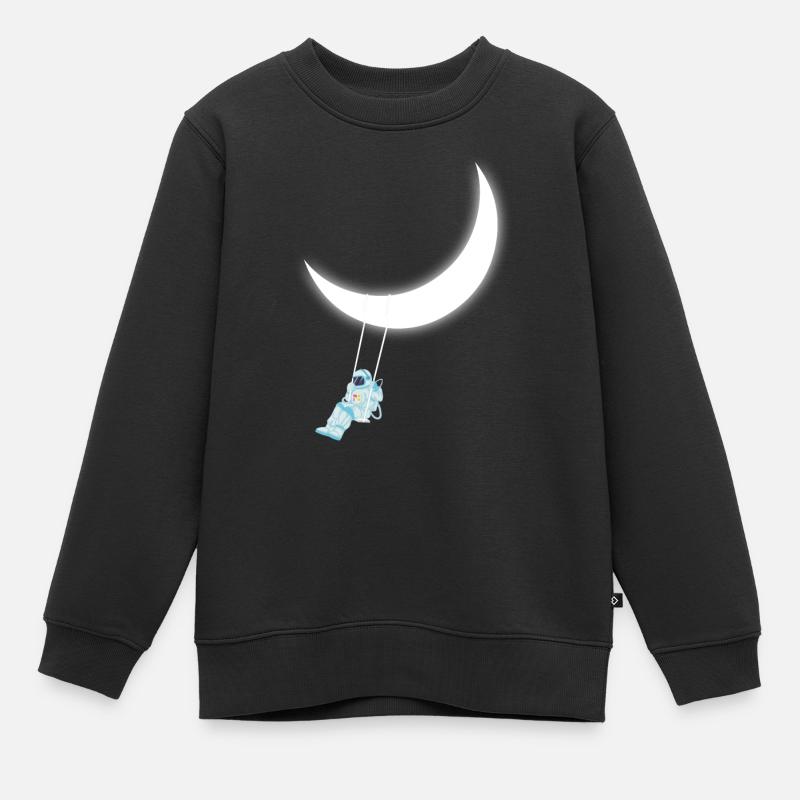 AstronautEnschaukel Mond - Kinder Premium Organic Sweatshirt - Schwarz