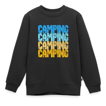 Camping Camping Camping Lustiger Spruch - Kinder Premium Organic Sweatshirt - Schwarz - Vorne - AI Model Kid Female (0cm)