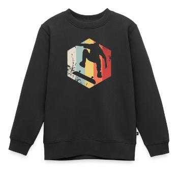 Skateboard Skateboard Rétro Rétro Skateboarder rétro - Sweat Premium enfant bio - noir - Devant - AI Model Kid Female (0cm)