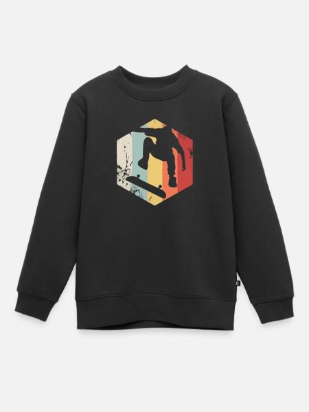 Skater Skateboard Retro Vintage Skateboarder - Kinder Premium Organic Sweatshirt - Schwarz