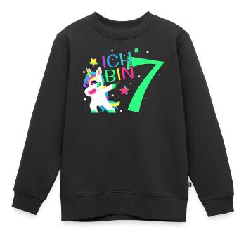 Ich Bin 7 Jahre Einhorn 7. Geburtstag Geschenk - Kinder Premium Organic Sweatshirt - Schwarz - Vorne - AI Model Kid Female (0cm)