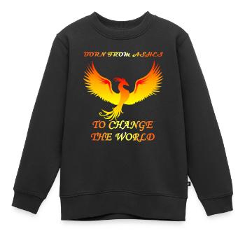 Phönix geboren aus Asche, um die Welt zu verändern - Kinder Premium Organic Sweatshirt - Schwarz - Vorne - AI Model Kid Female (0cm)