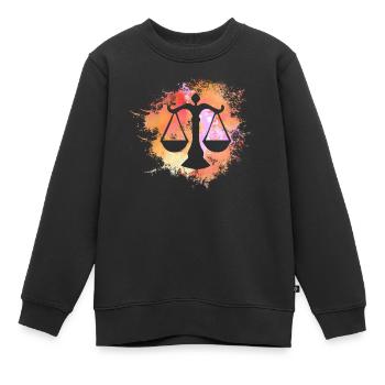 Waage Signe astrologique Horoscope Astrologie - Sweat Premium enfant bio - noir - Devant - AI Model Kid Female (0cm)