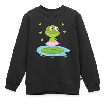 Frosch Geschenk Fröschlein Märchen Prinz Lurch - Kinder Premium Organic Sweatshirt - Schwarz - Vorne - AI Model Kid Female (0cm)