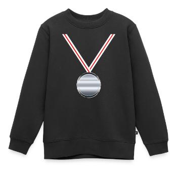 Silbermedaille Sieger Sportwettkampf Zweiter Platz - Kinder Premium Organic Sweatshirt - Schwarz - Vorne - AI Model Kid Female (0cm)