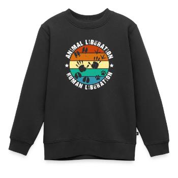Animal Liberation Rétro Vintage Bien-être animal - Sweat Premium enfant bio - noir - Devant - AI Model Kid Female (0cm)