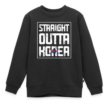 Straight Outta Corée - Sweat Premium enfant bio - noir - Devant - AI Model Kid Female (0cm)