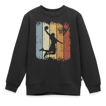 Retro Vintage Basketball für Basketballspieler - Kinder Premium Organic Sweatshirt - Schwarz - Vorne - AI Model Kid Female (0cm)