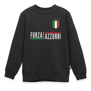 Italien Jersey FORZA AZZURI 2021 - Kinder Premium Organic Sweatshirt - Schwarz - Vorne - AI Model Kid Female (0cm)