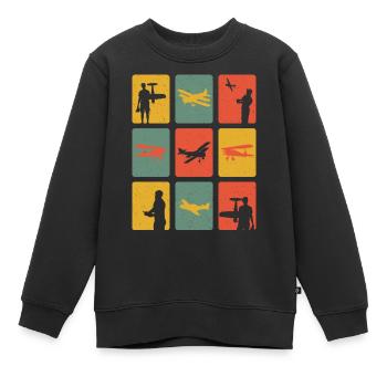 Retro Model Airplane Model Airplane Model Airplane - Kids Premium Organic Sweatshirt - black - Front - AI Model Kid Female (0cm)