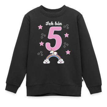 5 Jahre Einhorn 5. Geburtstag Mädchen - Kinder Premium Organic Sweatshirt - Schwarz - Vorne - AI Model Kid Female (0cm)
