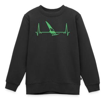 Windsurfer EKG Herzschlag Windsurfen Windsurfing - Kinder Premium Organic Sweatshirt - Schwarz - Vorne - AI Model Kid Female (0cm)