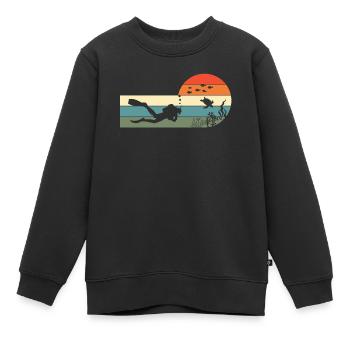 Scuba Diving Vintage Retro Diver - Sweat Premium enfant bio - noir - Devant - AI Model Kid Female (0cm)