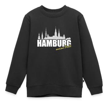 Hamburg Perle Skyline - Kinder Premium Organic Sweatshirt - Schwarz - Vorne - AI Model Kid Female (0cm)