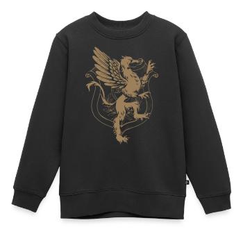 Préhension heraldique - Sweat Premium enfant bio - noir - Devant - AI Model Kid Female (0cm)