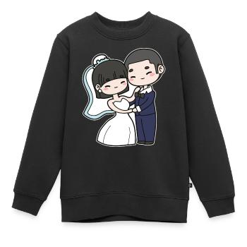 Couple de mariage - Sweat Premium enfant bio - noir - Devant - AI Model Kid Female (0cm)