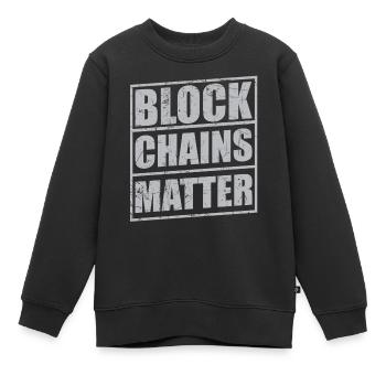 BLOCKCHAINS MATTER! - Kids Premium Organic Sweatshirt - black - Front - AI Model Kid Female (0cm)