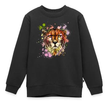 Guépard Protection de la nature Protection de la nature - Sweat Premium enfant bio - noir - Devant - AI Model Kid Female (0cm)
