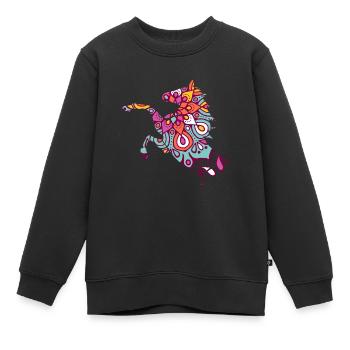 Cheval floral Écurie équestre Chevaux Racing Cadeau - Sweat Premium enfant bio - noir - Devant - AI Model Kid Female (0cm)