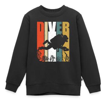 Scuba Diving Vintage Retro Diver - Sweat Premium enfant bio - noir - Devant - AI Model Kid Female (0cm)