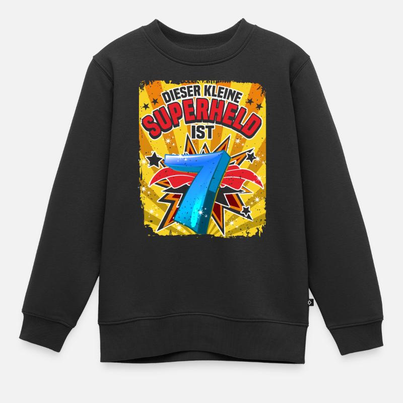 Kleiner Superheld 7 Jahre Geburtstag - Kinder Premium Organic Sweatshirt - Schwarz