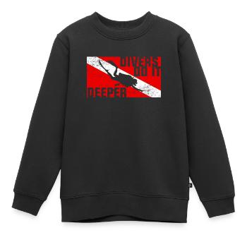 Scuba Diving Diver Dive Flag - Sweat Premium enfant bio - noir - Devant - AI Model Kid Female (0cm)