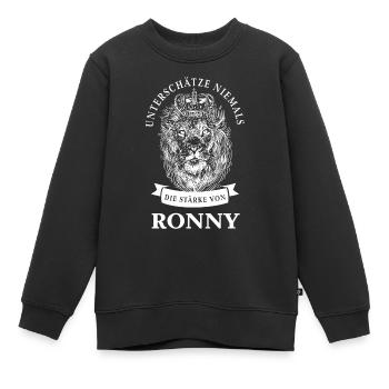 Ronny Geschenk Name Löwe - Kinder Premium Organic Sweatshirt - Schwarz - Vorne - AI Model Kid Female (0cm)