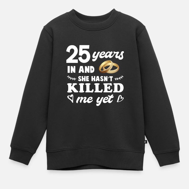 Cadeau de noces d'argent d'anniversaire de mariage 25 ans - Sweat Premium enfant bio - noir