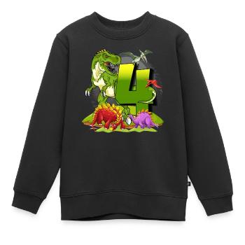 Geschenk-Dinosaurier Geburtstag 4 Jahre Junge - Kinder Premium Organic Sweatshirt - Schwarz - Vorne - AI Model Kid Female (0cm)