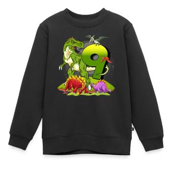 Geschenk-Dinosaurier Geburtstag 9 Jahre Junge - Kinder Premium Organic Sweatshirt - Schwarz - Vorne - AI Model Kid Female (0cm)