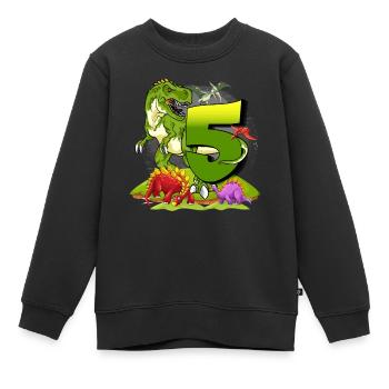 Geschenk-Dinosaurier Geburtstag 5 Jahre Junge - Kinder Premium Organic Sweatshirt - Schwarz - Vorne - AI Model Kid Female (0cm)