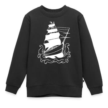 Schiff im Meer - Kinder Premium Organic Sweatshirt - Schwarz - Vorne - AI Model Kid Female (0cm)