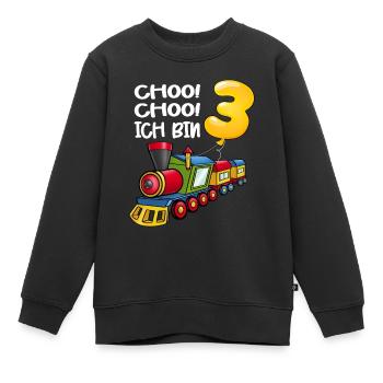 Choo Ich Bin 3 Jahre alt Zug Jungen 3. Geburtstag - Kinder Premium Organic Sweatshirt - Schwarz - Vorne - AI Model Kid Female (0cm)